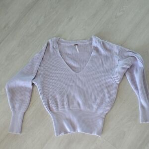 Free People Allure Lavender V-Neck Sweater